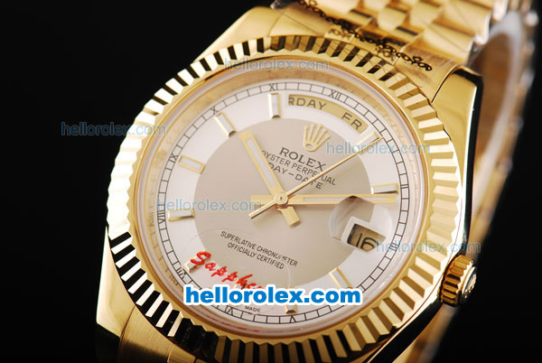 Rolex Day-Date II Automatic Movement Full Gold with Grey Dial and Stick Markers - Click Image to Close